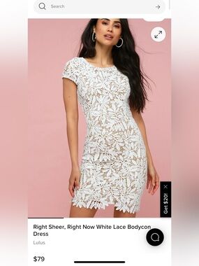 Lulus Right Sheer Right Now Lace Bodycon dress, size L